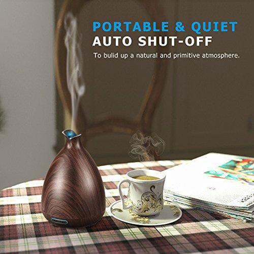 URPOWER Essential Oil Diffuser 130ml Wood Grain Ultrasonic Aromatherapy Oil Diffuser with Adjustable Mist Mode Waterless Auto Shut-Off humidifier and 7 Color Changing LED Lights for Home Office Baby (Health and Beauty)sec2